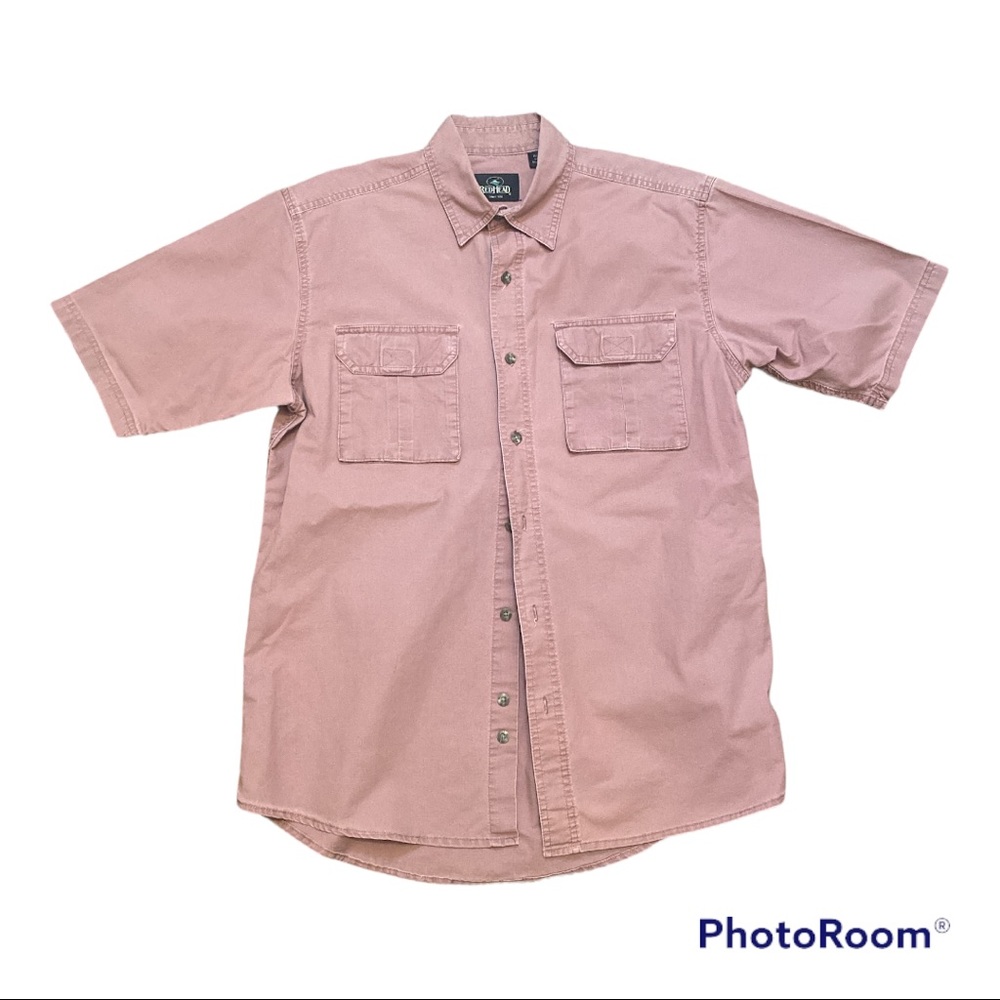 REDHEAD Men’s Short Sleeve Button Down Size Medium in Muted Burgundy